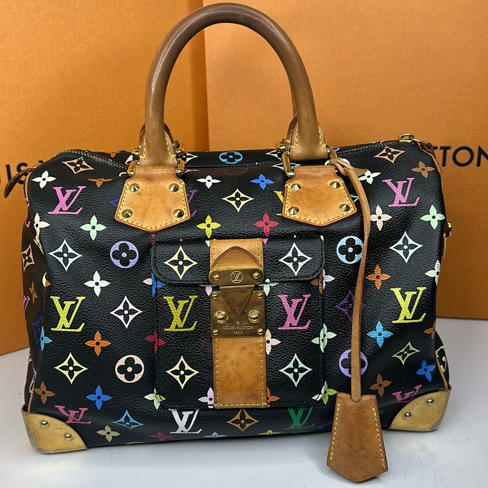 Louis Vuitton black murakami speedy bag